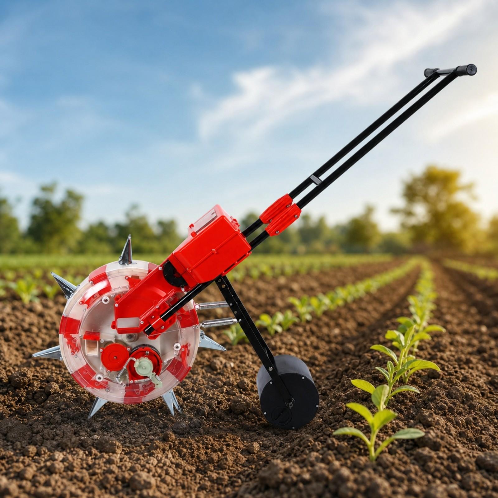 Gardening Tools Vegetables - เครื่องปลูกเมล็ดแบบมือผลักสำหรับสวน ข้าวโพด ผัก เครื่องปลูกแบบแมนนวลพร้อมเดือยเหล็ก