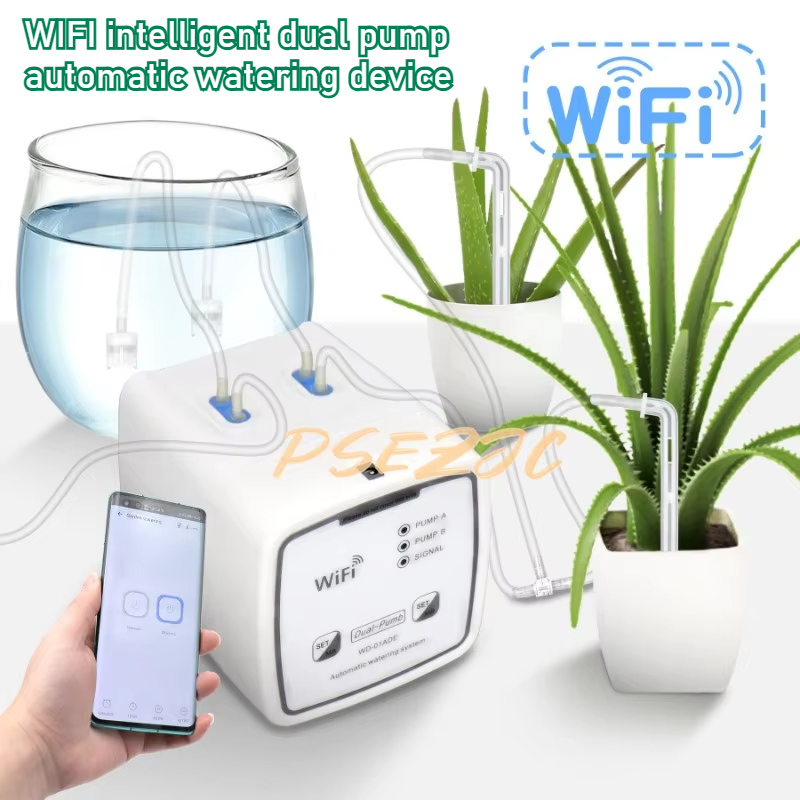 Automatic Plant Waterer - โทรศัพท์มือถือรีโมทคอนโทรล WIFI อัจฉริยะ Dual ปั๊มอุปกรณ์รดน้ําอัตโนมัติสําหรับระเบียงสวนกระถางต้นไม้หยดชลประทาน